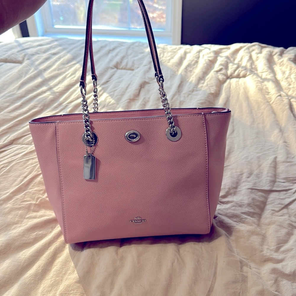 Pink coach tote bag